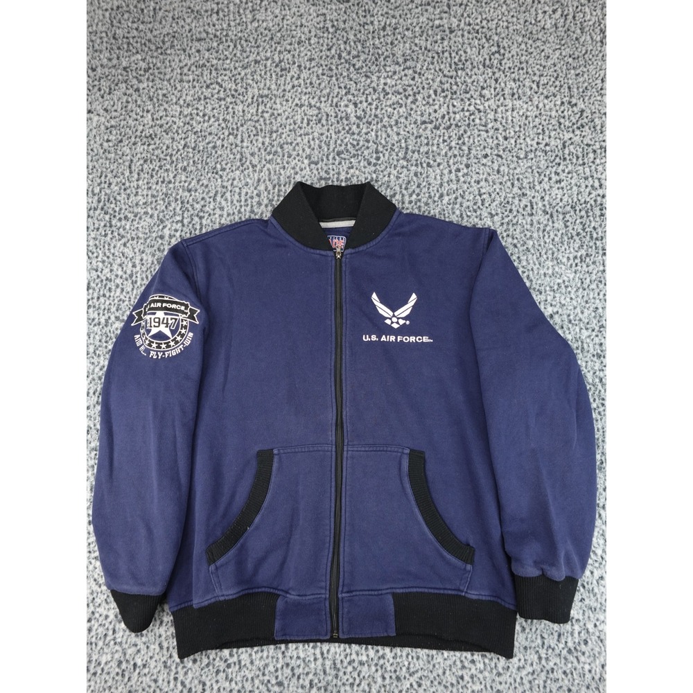 Brigade U.S. Air Force Jacket Mens XXL Navy Blue Full Zip Fleece Bomber